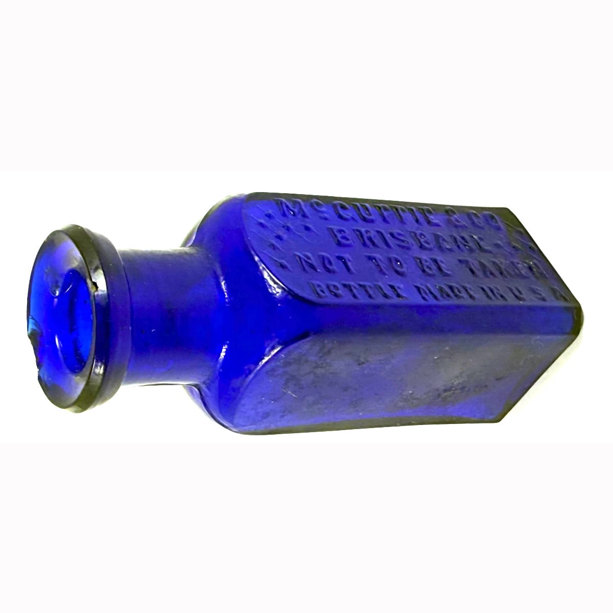 Poison/Chemist. McGuffie & Co., Brisbane. Cobalt Blue. 1/2 oz. 67 mm. (Queensland)