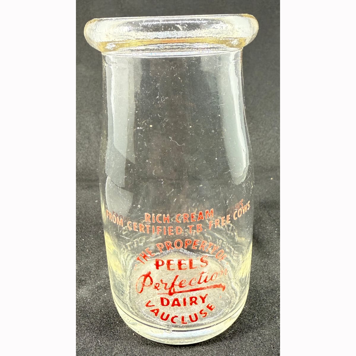 Cream. Ceramic Label. Peel's Perfection Dairy, Vaucluse. 1/4 Pint. (New South Wales)