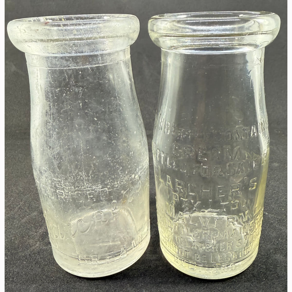 2 Creams. Larcher's pasteurised Cream, Base Number 14 Larcher's Pty Ltd Malvern. Trafalgar Pasteurised Cream, Base Number: 8. (Victoria)