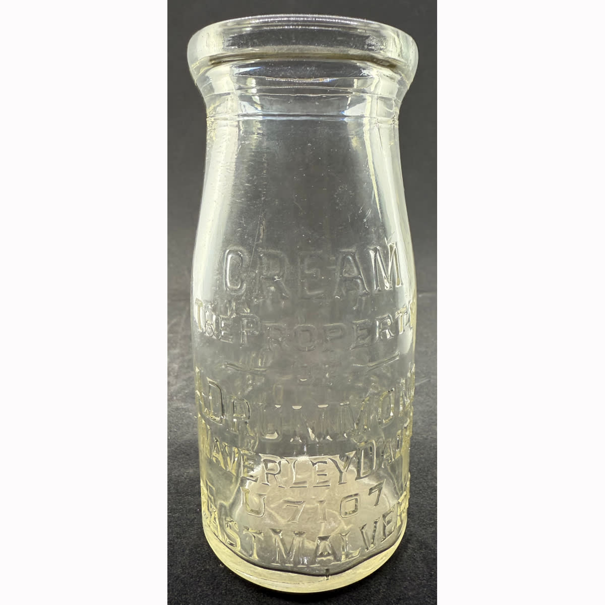 Cream. A. Drummond, Waverley Dairy, East Malvern. Base Number: 154. 8 oz. (Victoria)