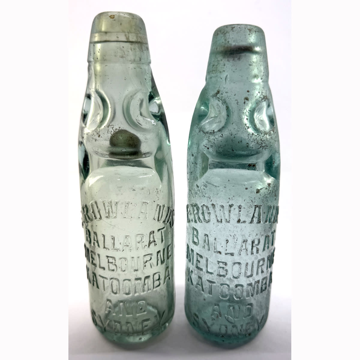 2 Codds: E. Rowlands, Ballarat, Melbourne, Katoomba and Sydney. Dated bases: 1922 & 1919. 6 oz. (Victoria & New South Wales)