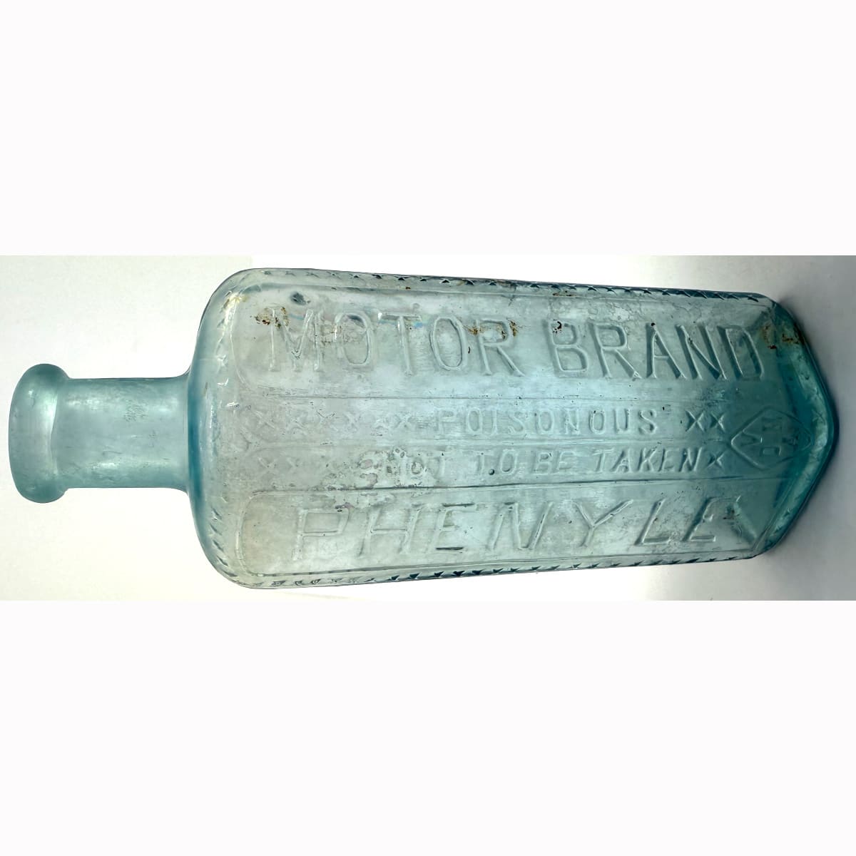 Poison. Motor Brand Phenyle. Poisonous Not to be Taken. VDMA. Ice Blue. 6 oz. 160 mm. (Victoria)