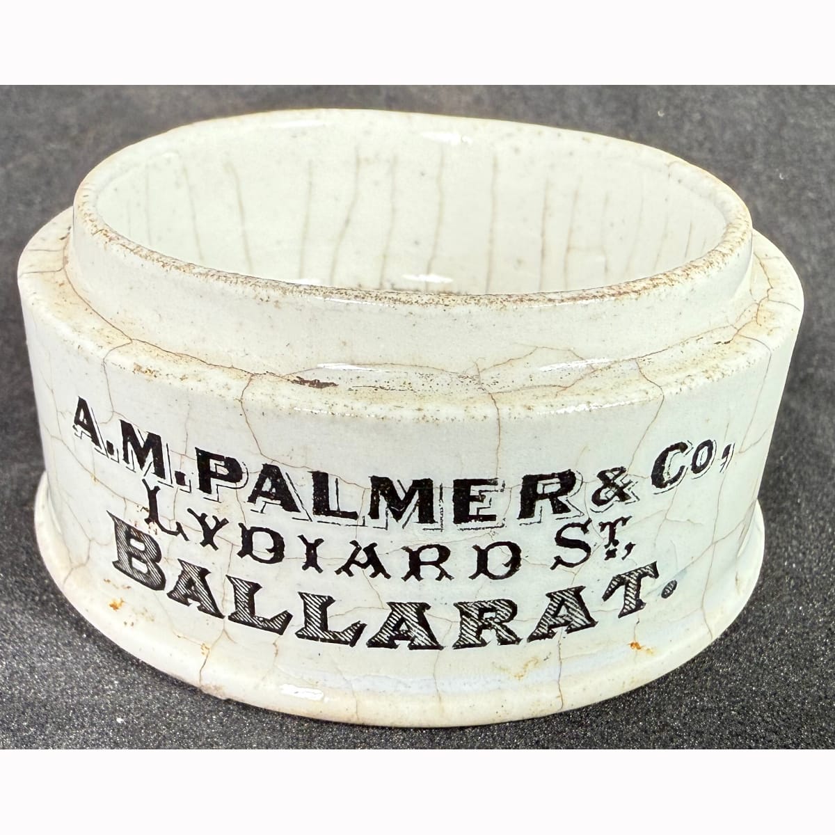Pot Base: A. M. Palmer & Co., Lydiard St., Ballarat. Maw London. (Victoria)