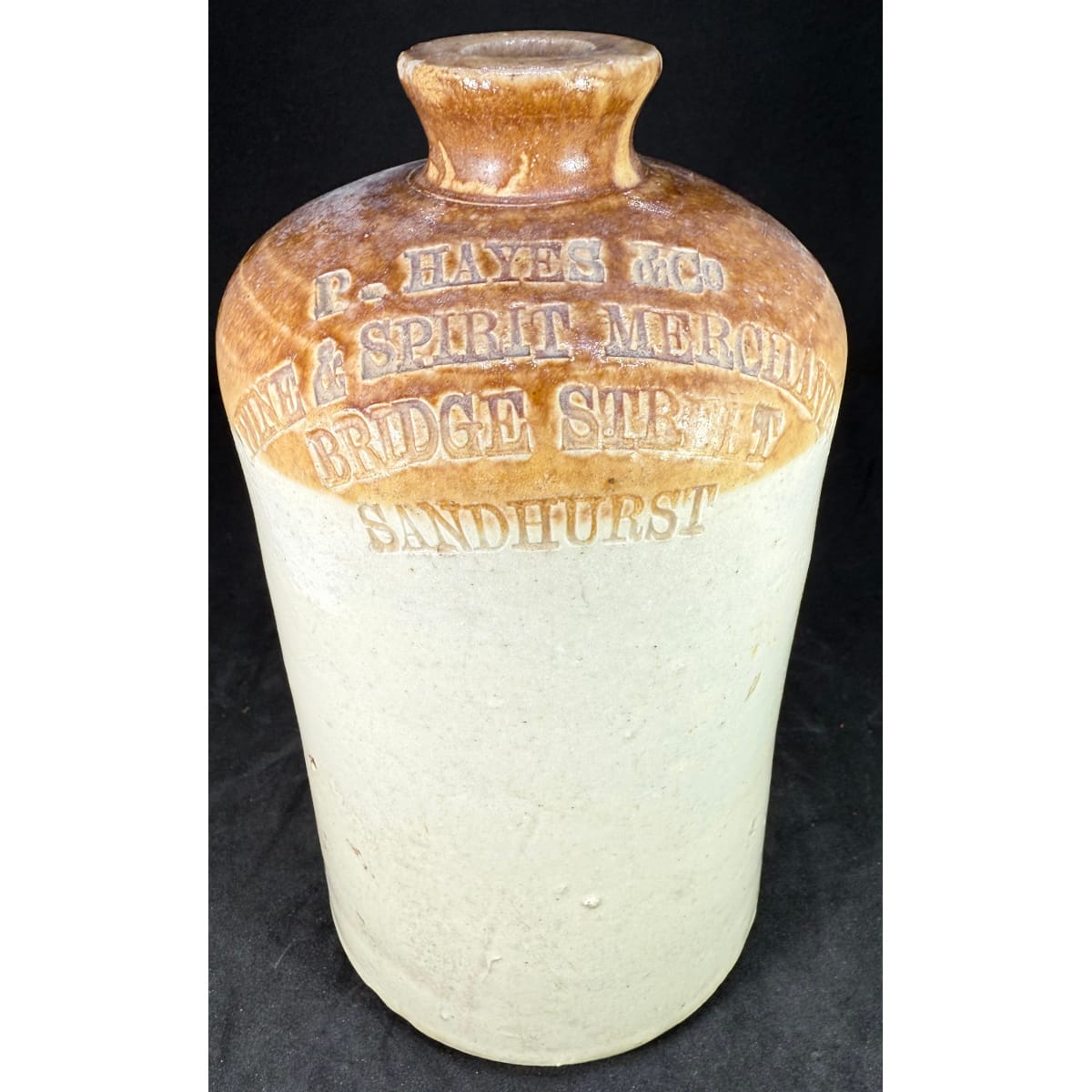 Demijohn. P. Hayes & Co., Wine & Spirit Merchants, Bridge Street, Sandhurst. (Bendigo, Victoria)