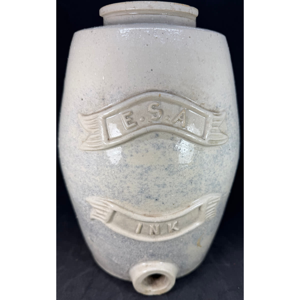 Stoneware Barrel. E. S. A. Ink. Educational Supply Association. Bendigo Pottery (although not stamped). (Victoria)