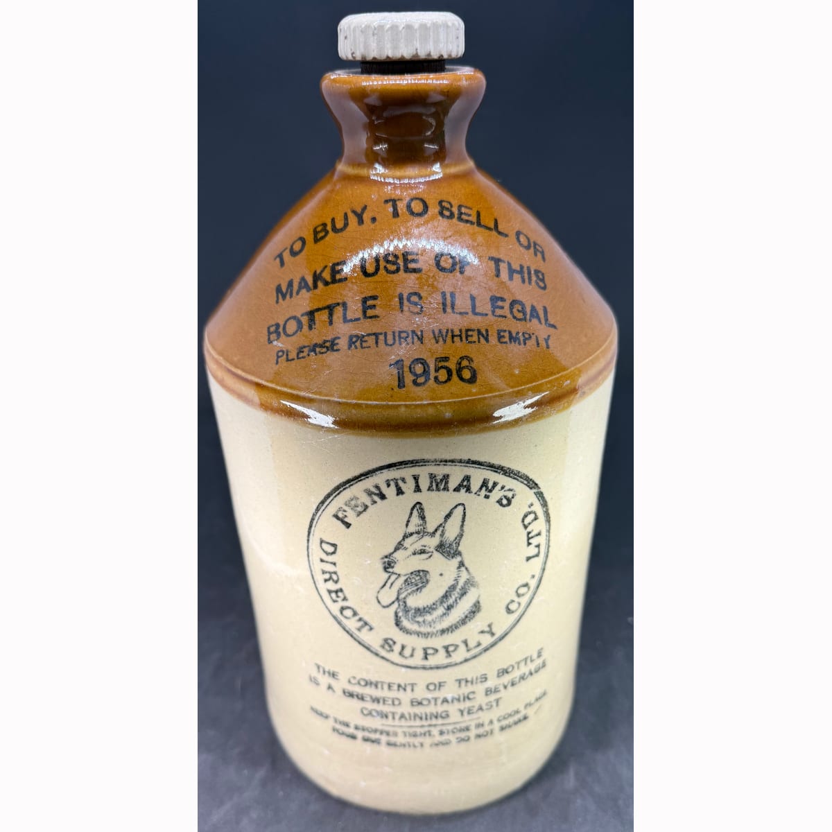 Demijohn. Fentiman's Direct Supply Co. Ltd. Hop Beer. 1956. Half Gallon. (UK)