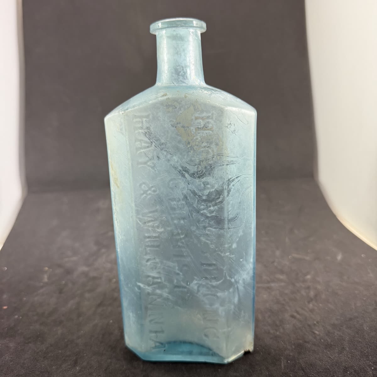 Chemist. H. C. Armstrong, Hay & Wilcannia. Kilner Bros made. Ice Blue. Very large 12 oz+. 208 mm. (New South Wales)