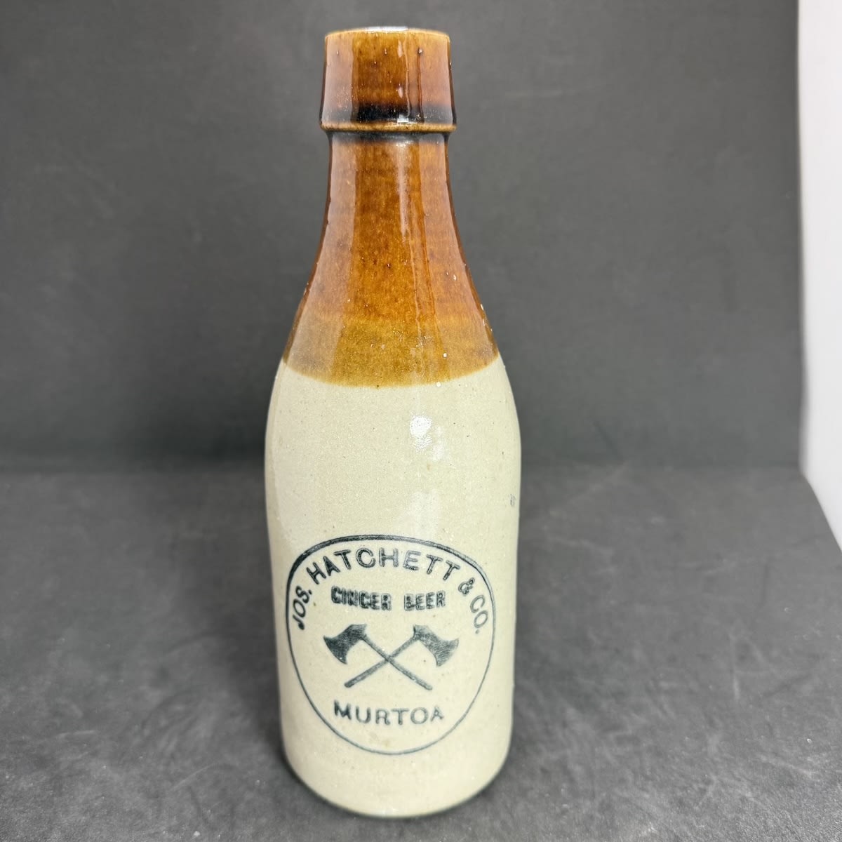 Ginger Beer. Jos. Hatchett & Co, Murtoa. Bendigo Pottery. Champagne. Tan Top. (Victoria)