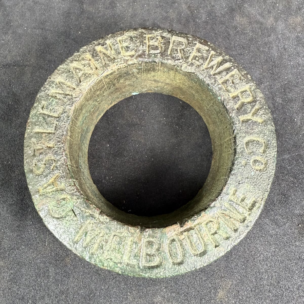 Beer Barrel Bung Surround. Castlemaine Brewery Co Melbourne. Brass. (Victoria)