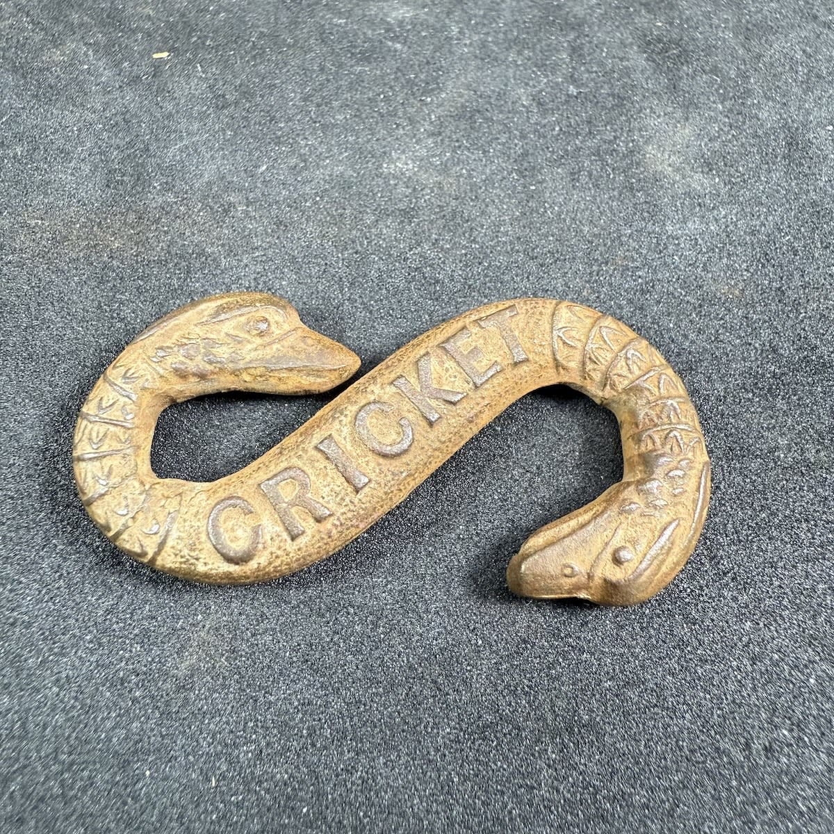 Cricket Belt Sash Buckle. Snake Belt. Double headed serpent. Cricket embossed on one side.