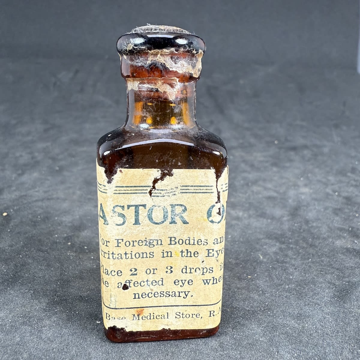 Poison. Not to be Taken. Label for Castor Oil, No. 1 Base Medical Store R. A. A. F. Half Ounce. 71 mm.