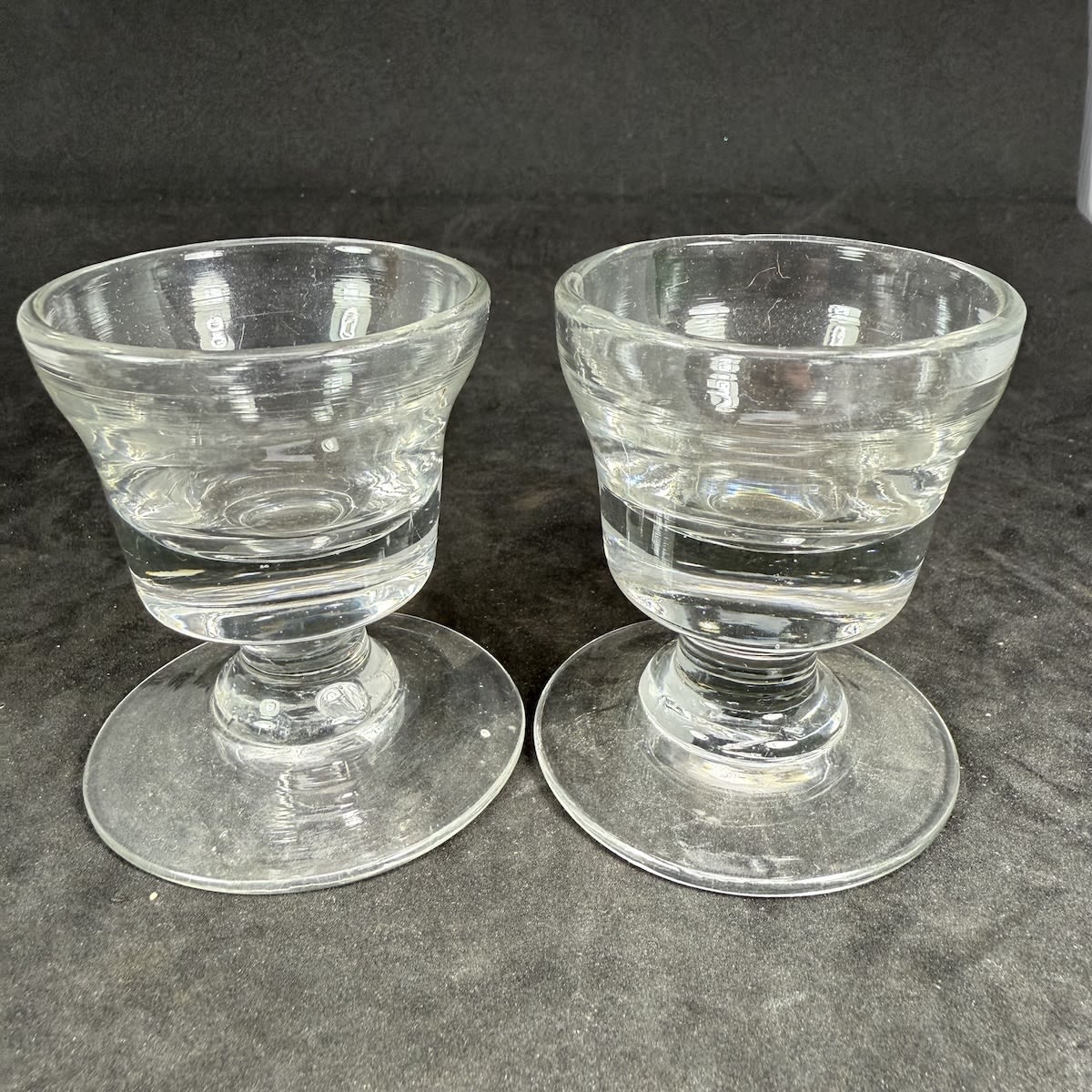 2 Squat Penny Lick Ice Cream Glasses. Fancy bowl shape.