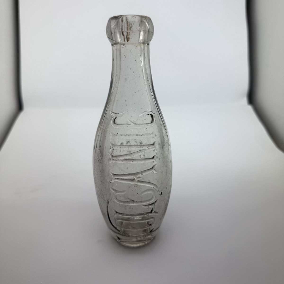 Blob top Skittle. Volcanic West Maitland. Clear. 6 oz. (New South Wales)