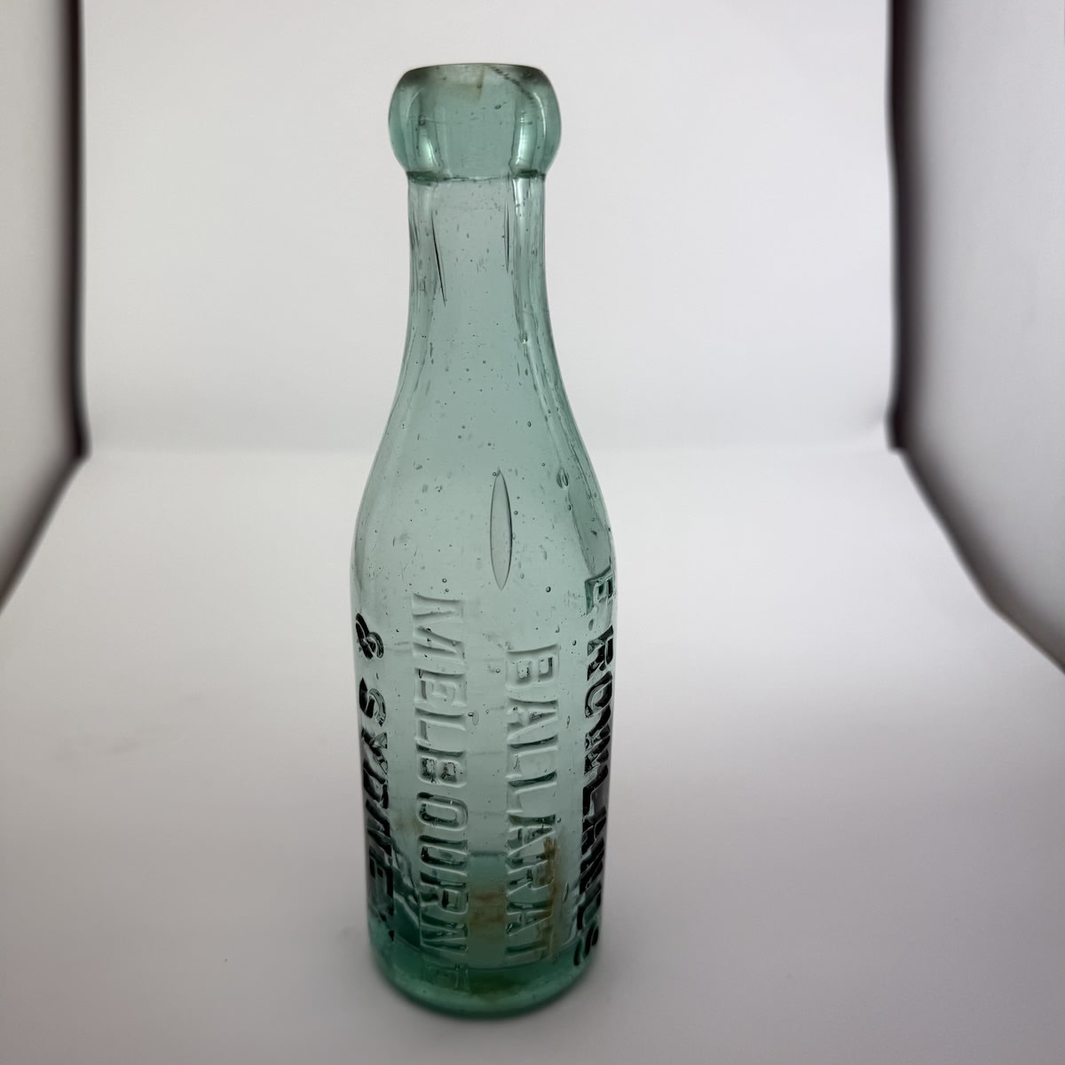 Blob Top Soda. E. Rowlands, Ballarat, Melbourne & Sydney. Aqua. 6 oz. (Victoria & New South Wales)