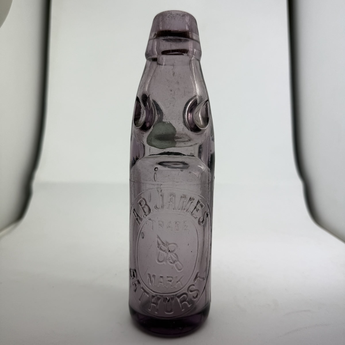 Codd. A. B. James, Bathurst. ABJ Monogram. Amethyst. Niagara. 6 oz. (New South Wales)