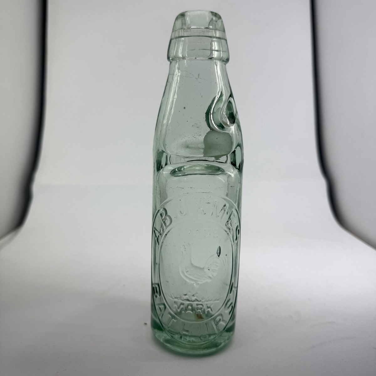 Codd. A. B. James, Bathurst. Rooster trade mark. Aqua. 6 oz. (New South Wales)