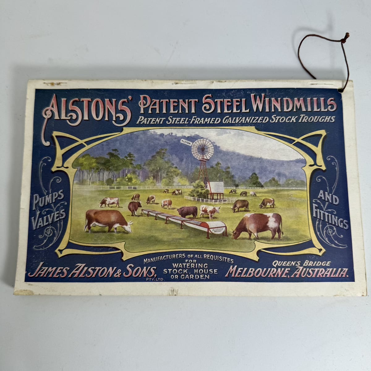 Catalogue. James Alston & Sons, Queens Bridge, Melbourne, Australia. Windmills. Water Supply. Pums and Valves. 128 pages.