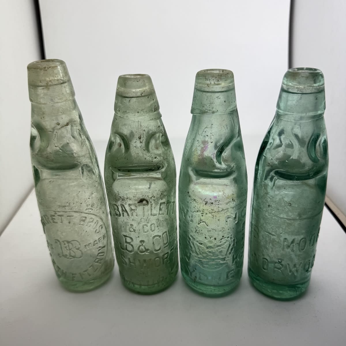 4 Small Codds: Barrett Bros, North Fitzroy; J. Bartlett & Co, Rushworth & Tatura; W. King, Sydney; B. T. Moore, Norwood.