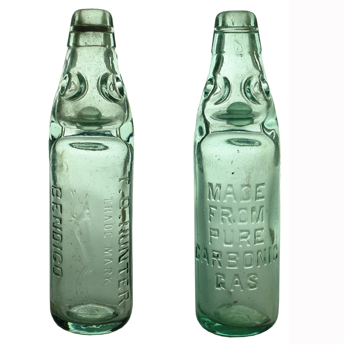 2 Codds. T. O. Hunter, Bendigo and Made from Pure Carbonic Gas. (Victoria)