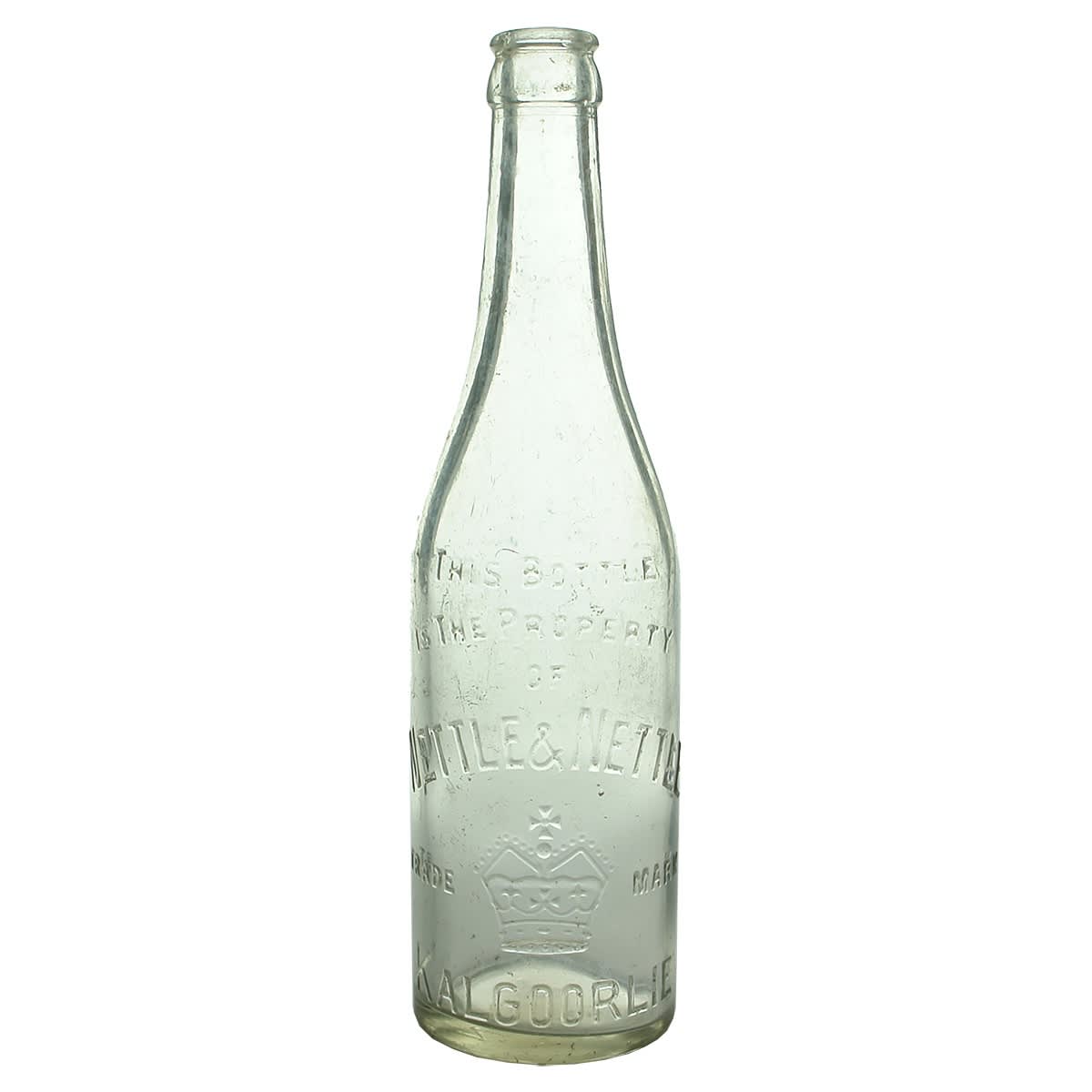 Crown Seal. Nettle & Nettle, Kalgoorlie. Crown. Clear. 13 oz. (Western Australia)