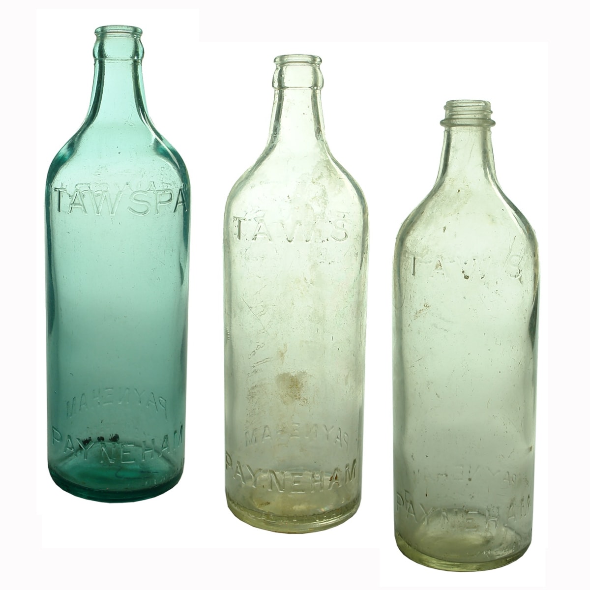 3 Bottles: Taws and Tawspa Payneham. G. H. A. Trotter. 2 Crown Seals and a Screw top. (South Australia)