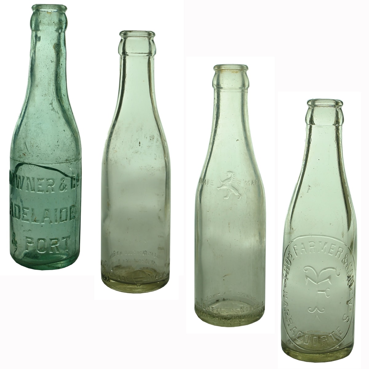 4 Small Crown Seals: Downer & Co, Adelaide & Port; W. Woodroofe Ltd; Lion Brewing & Malting Coy Ltd; Thos Farmer & Son, Narracoorte. (South Australia)