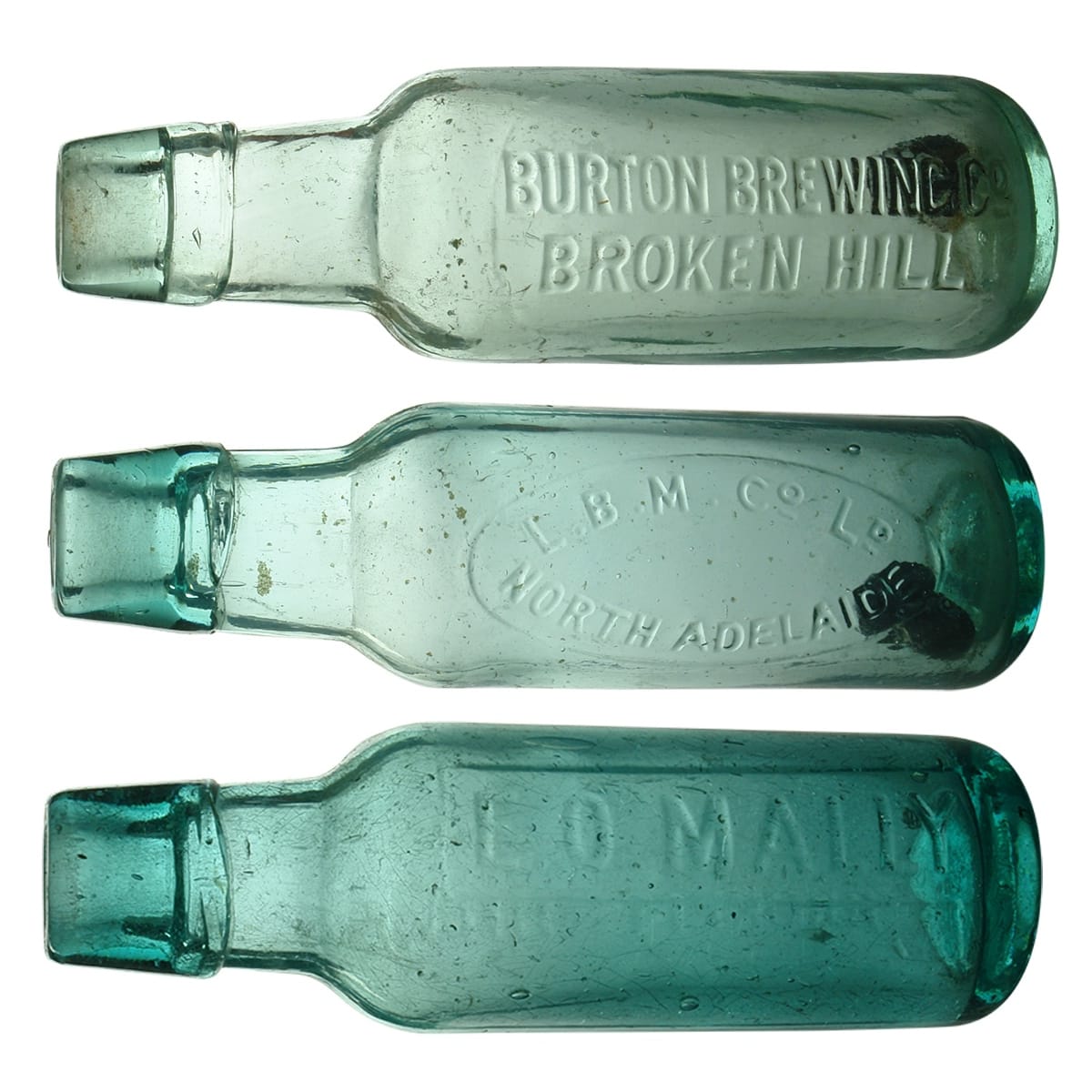 3 Lamonts: Burton Brewing Co., Broken Hill; LBM Co Ld, North Adelaide; E. O. Mally, Broken Hill. (New South Wales & South Australia)