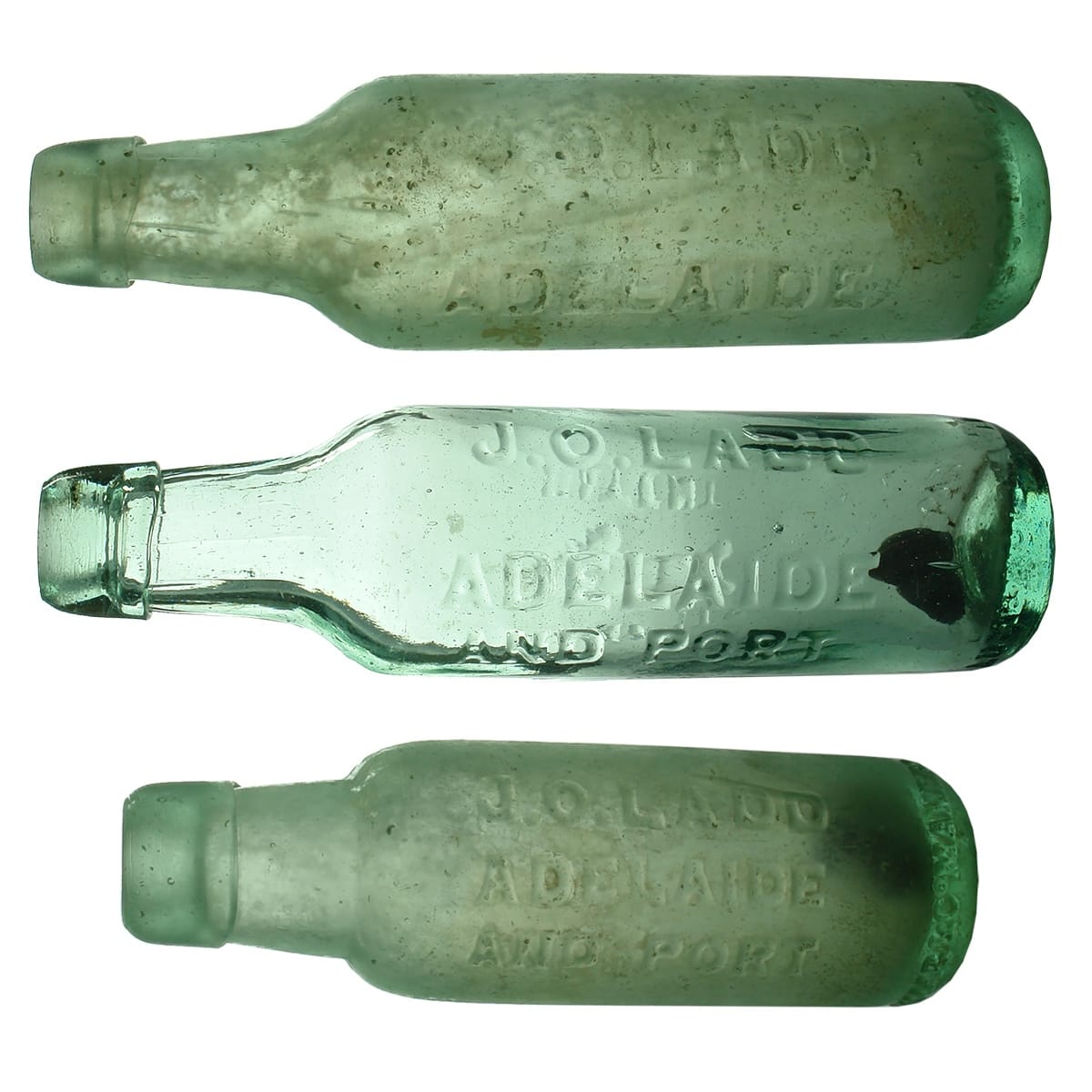 3 Lamonts. All different Lamonts Patent J. O. Ladd Adelaide (two with and Port). 10 & 6 oz. (South Australia)