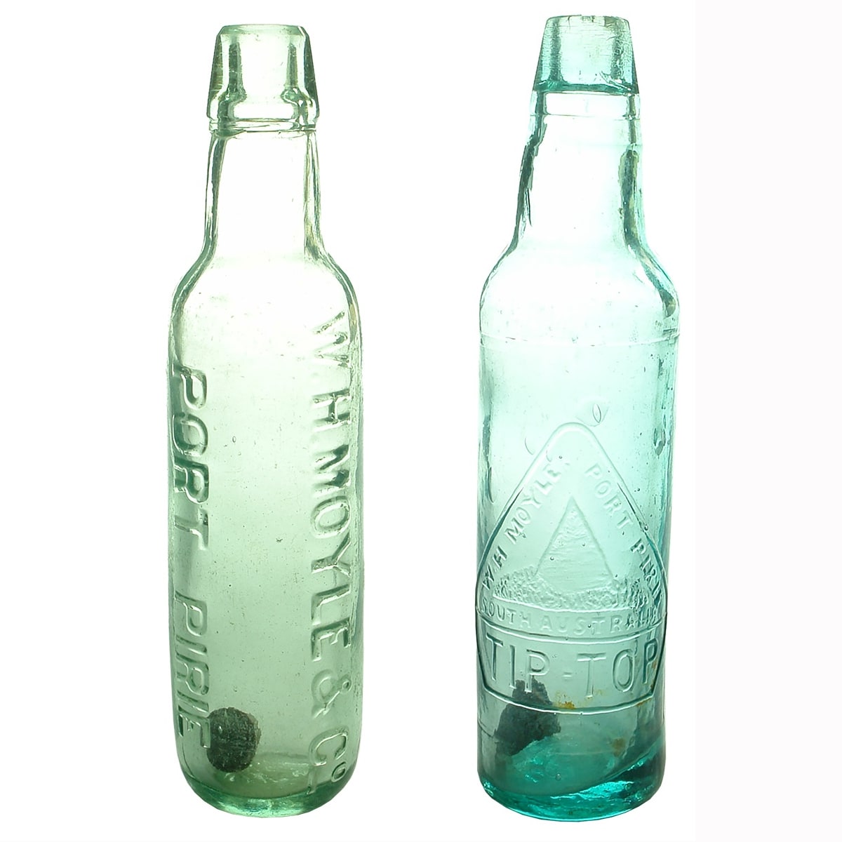 2 Lamonts: W. H. Moyle & Co., Port Pirie. Kilner Bros made; W. H. Moyle, Port Pirie. Tip-Top. A base mark. (South Australia)
