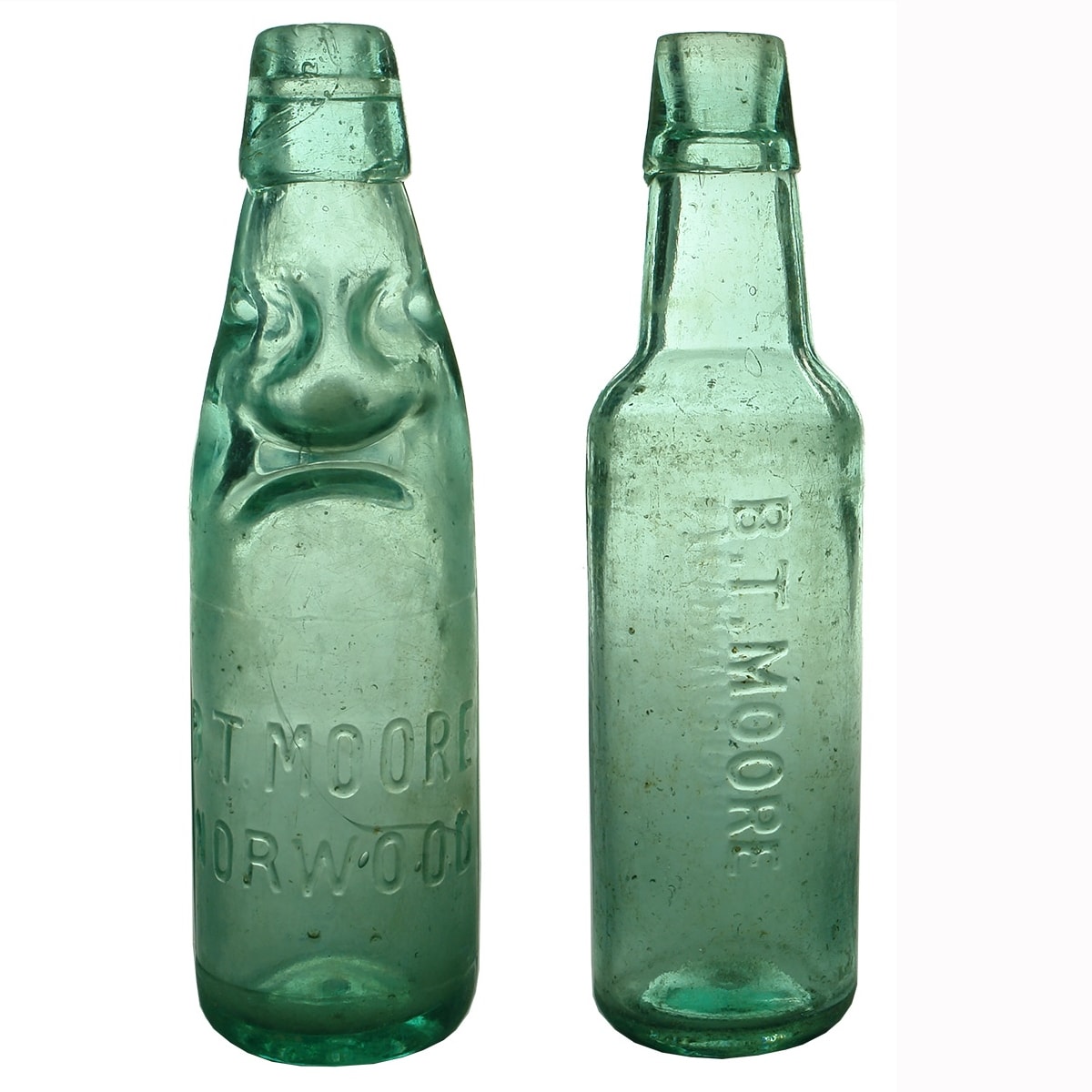 2 Aerated Waters: Both B. T. Moore, Norwood. Codd & Lamont. 10 oz. (South Australia)