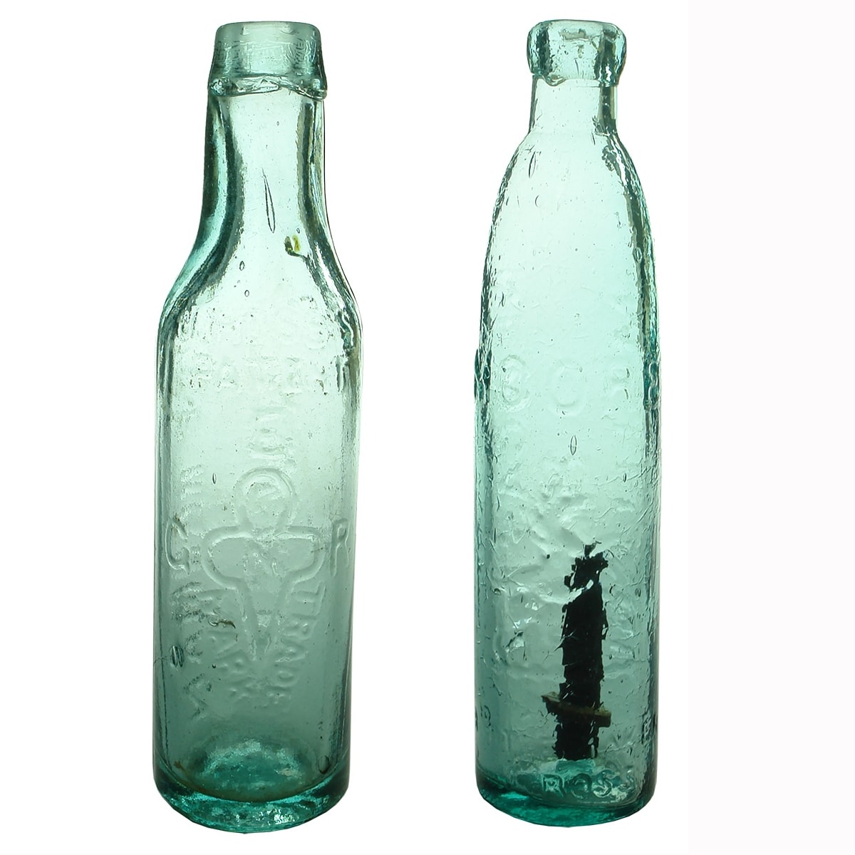 2 Early Newcastle Bottles: G. E. Redman, Ross's Patent; Moore, Newcastle & Maitland Stick Bottle. (New South Wales)