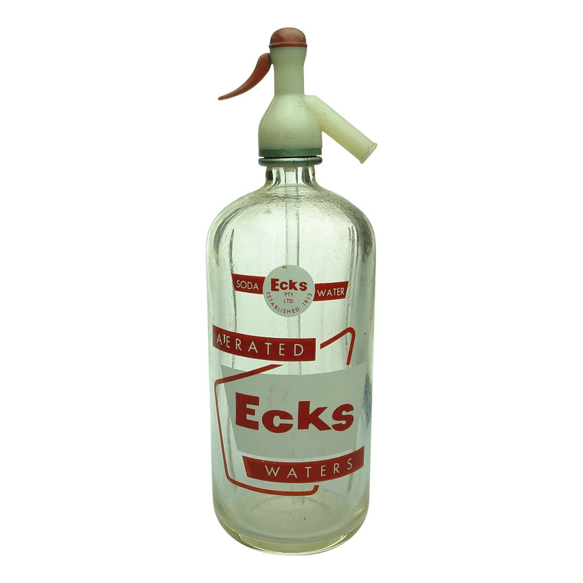 Soda Syphon. Ecks. Ceramic Label. 30 oz. (Victoria)