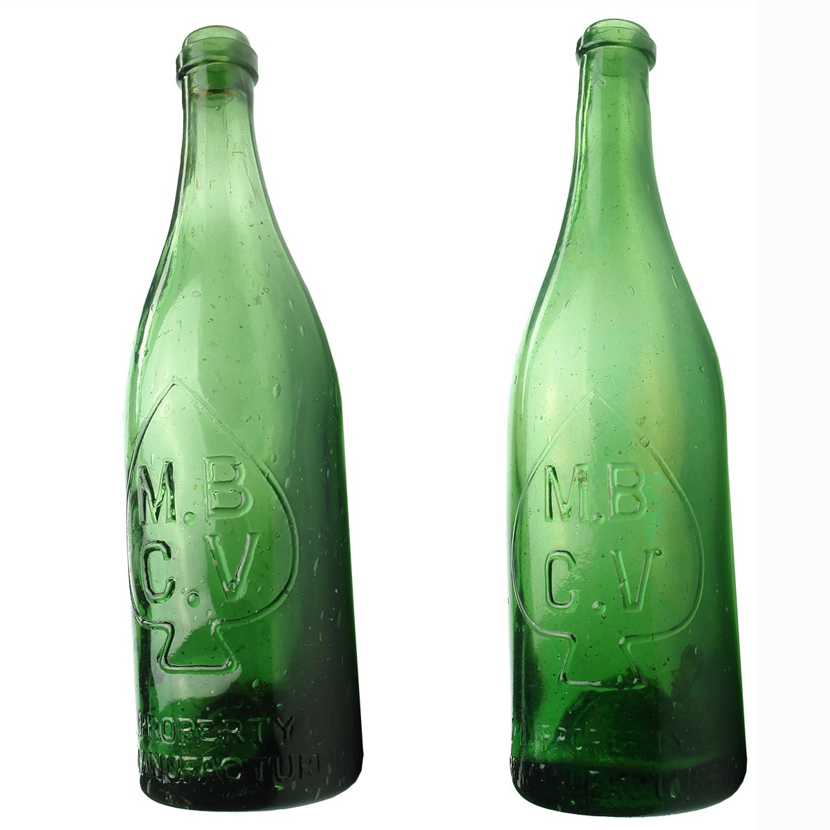 2 Ring Seal Beers. Both MBCV. Spade. Manufacturers Bottle Co. of Victoria. A base marks. (Victoria)