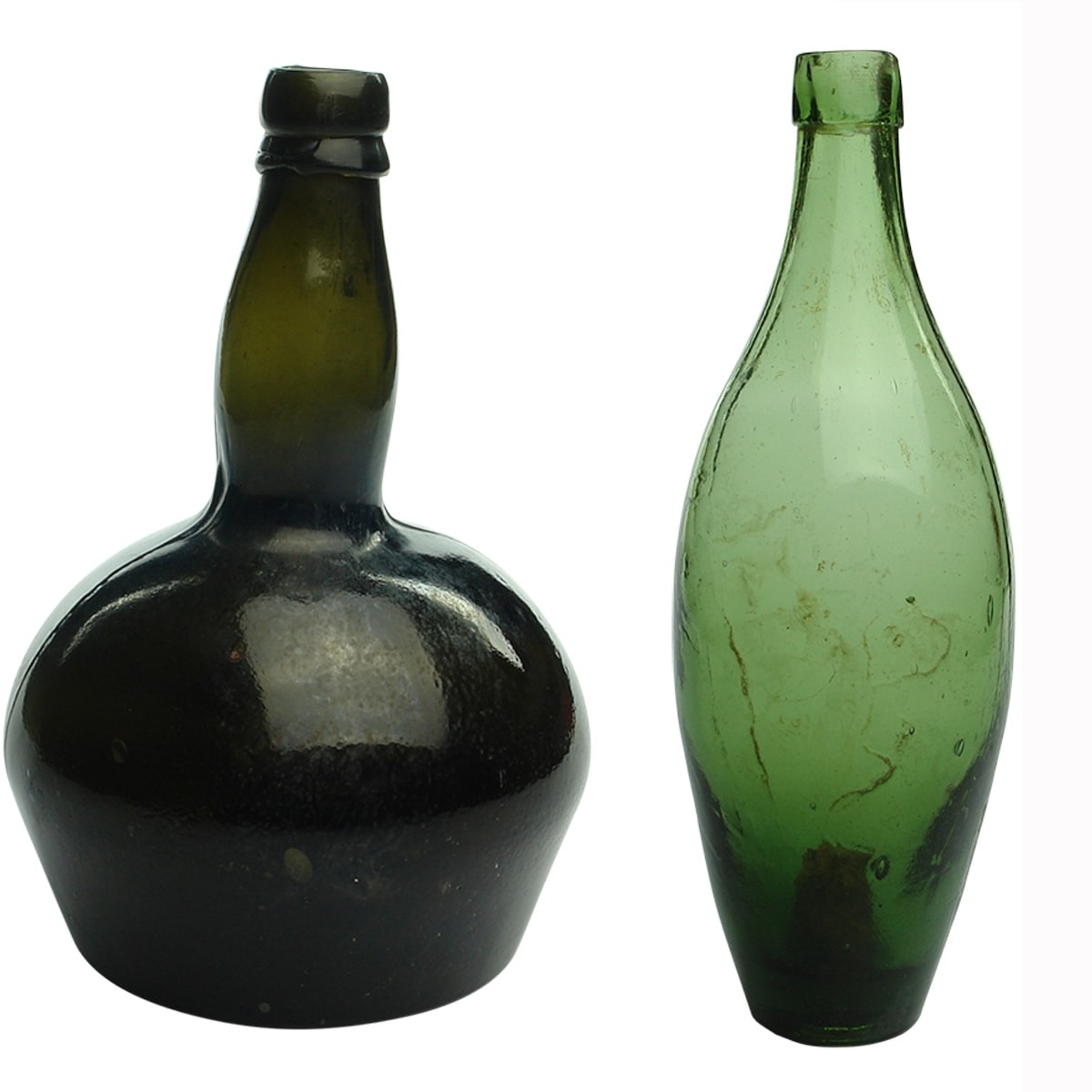 2 Black Bottles: Mallet type shape and Skittle (which is actually a lighter green).