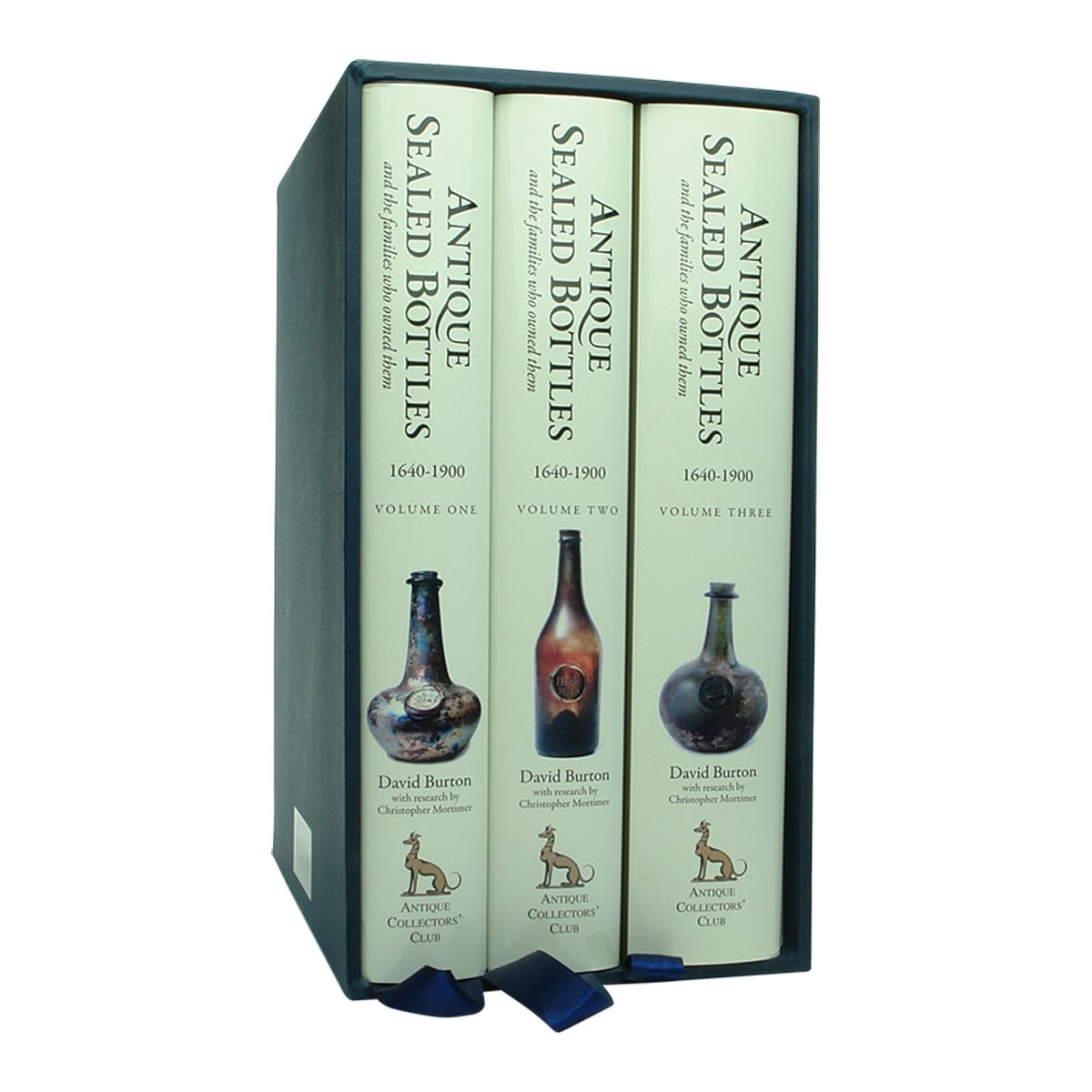 Book. Antique Sealed Bottles 1640 - 1900. David Burton with research by Christopher Mortimer. Three volume set.
