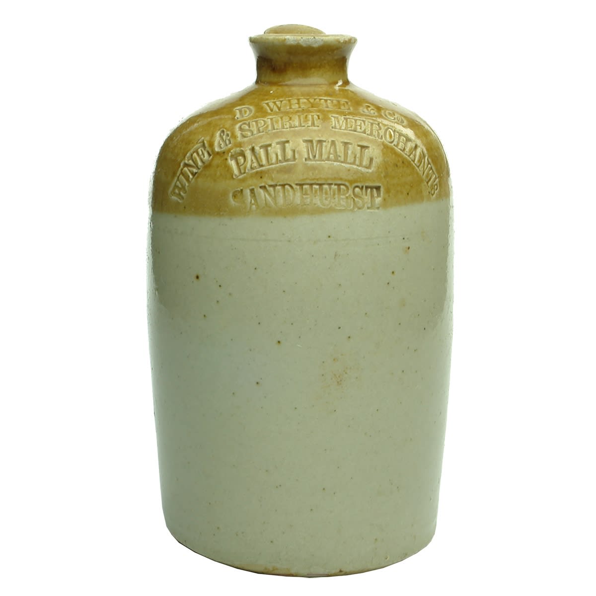 Demijohn. D Whyte & Co, Wine & Spirit Merchants, Pall Mall, Sandhurst. Quart. (Bendigo, Victoria)