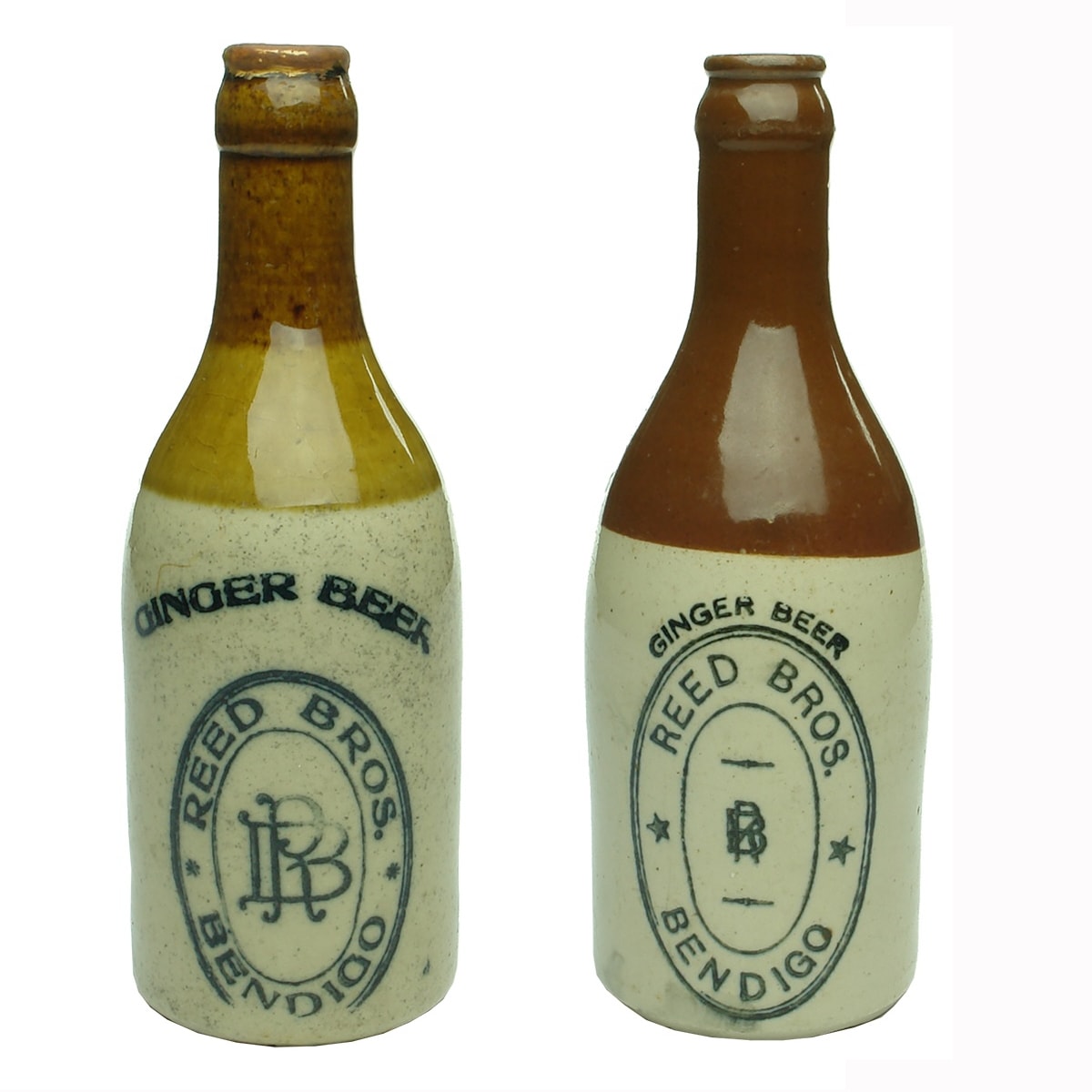 2 Crown Seal Ginger Beers: Two different varieties of Reed Bros., Bendigo. (Victoria)