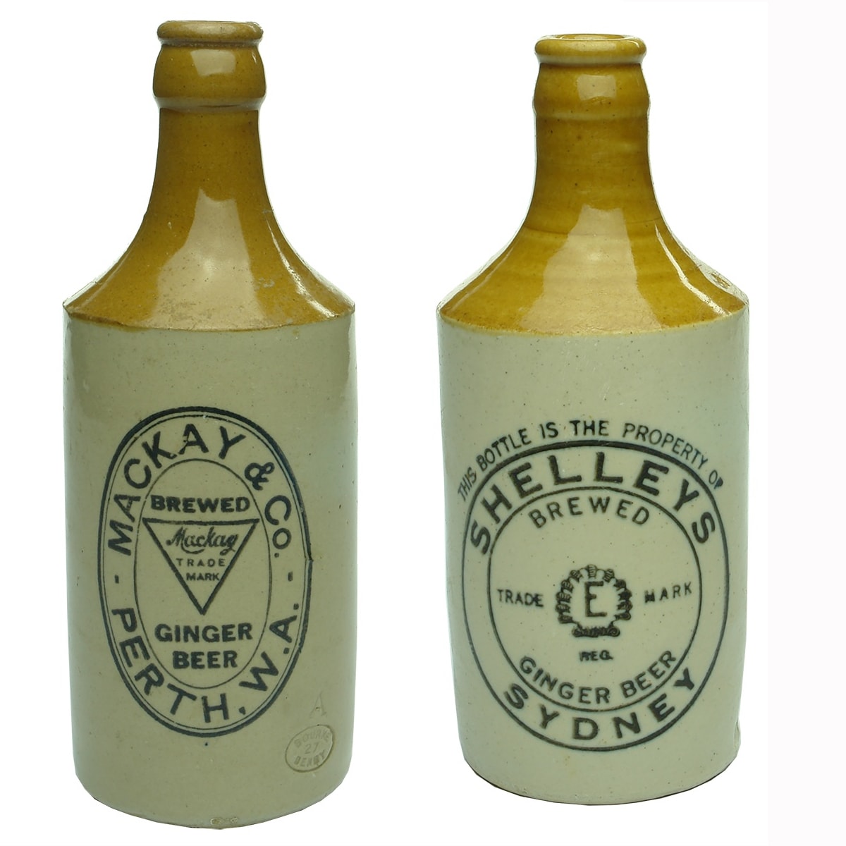 2 Crown Seal Ginger Beers: Mackay & Co., Perth; Shelleys, Sydney. (Western Australia & New South Wales)