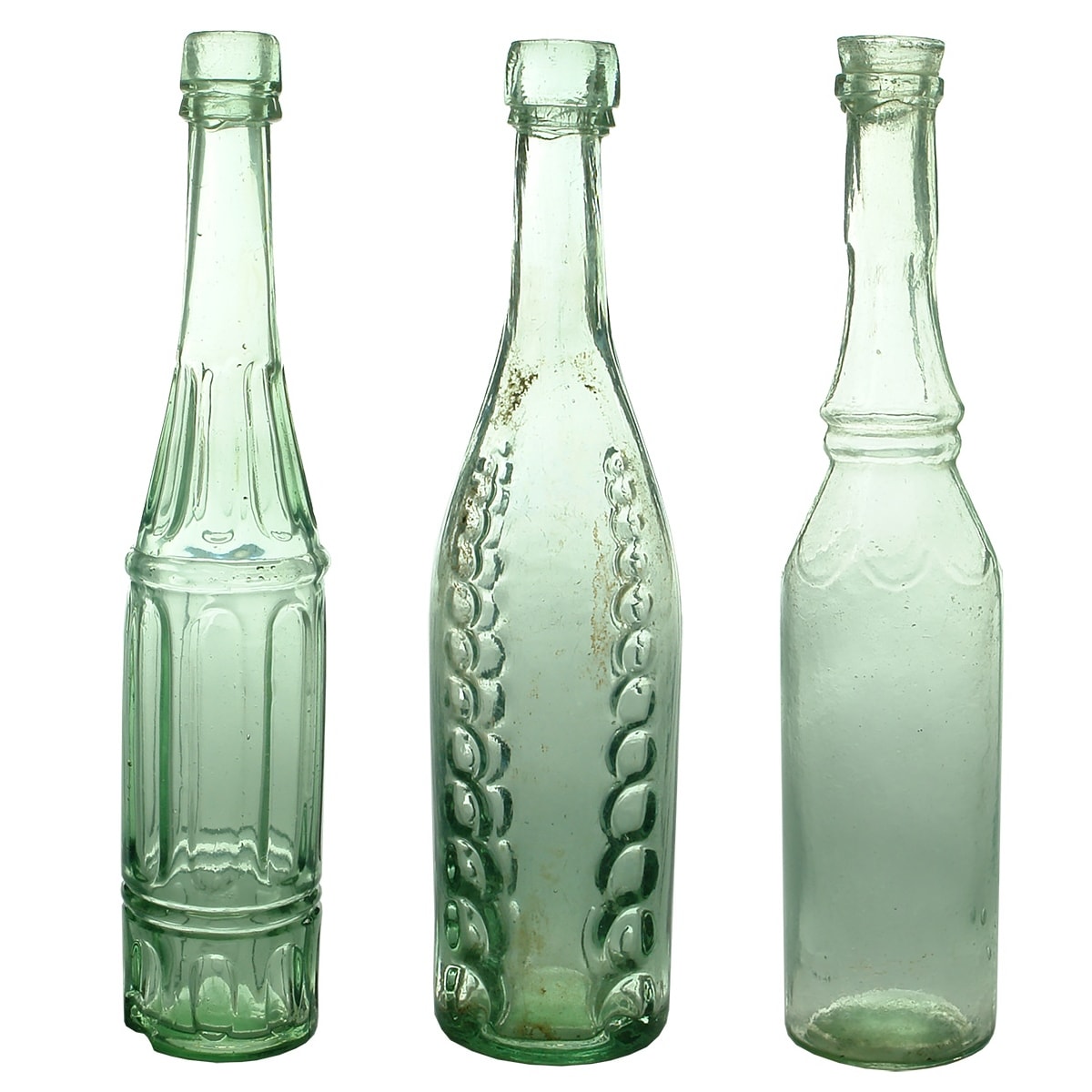 3 Goldfields Salad Oils/Vinegars: Indented Panels; Dimple Vinegar; Cowards Salad Oil. All small sized.
