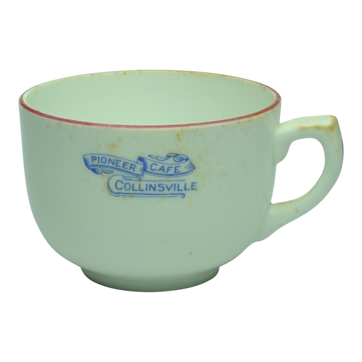 Hotelware. Pioneer Cafe, Collinsville. Teacup.  "Duraline". Gibson's & Paterson Ltd., Sydney. (Queensland)