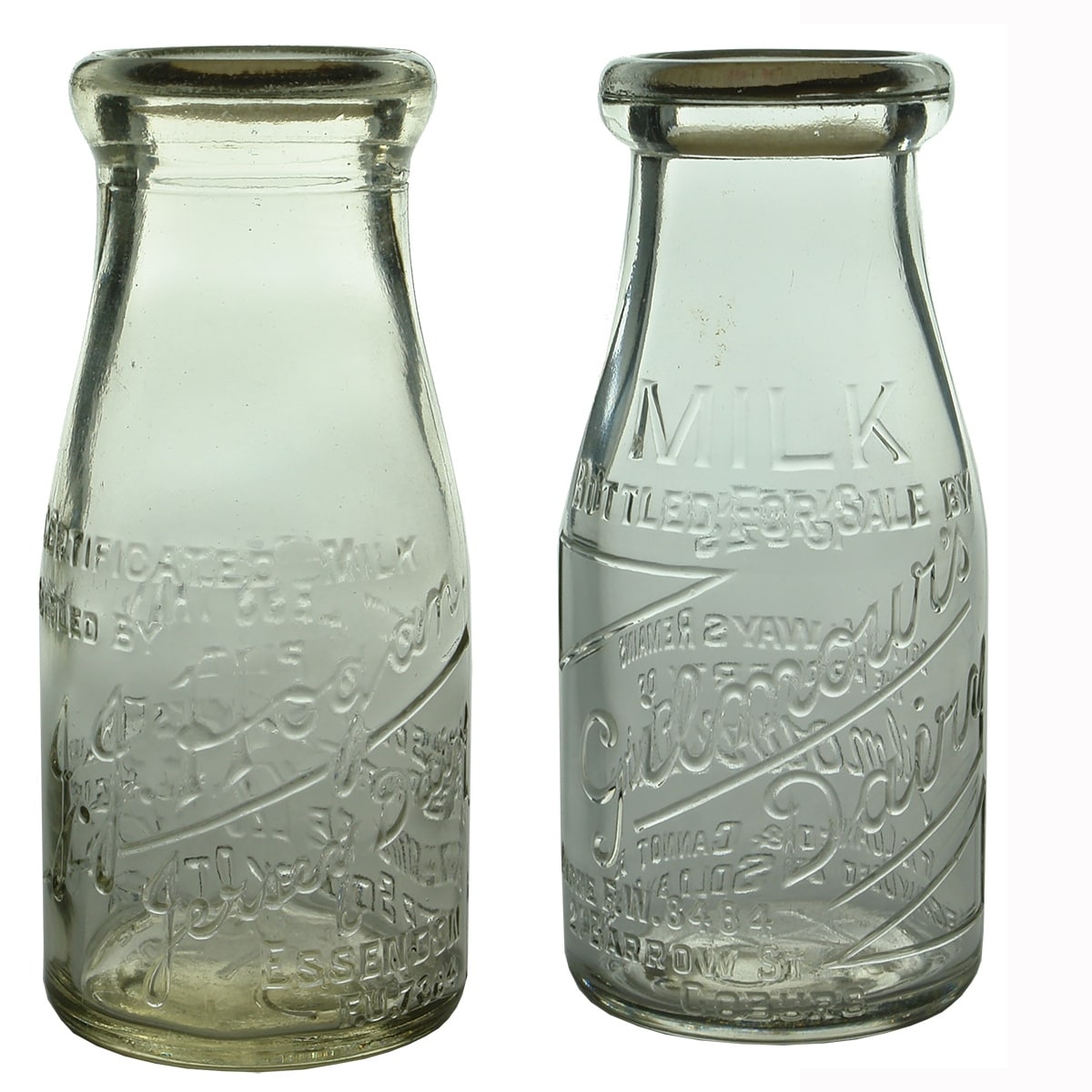 2 Milks: J. J. Hogan, Jersey Dairy, Essendon. Base 379; Gilmour's Dairy, Barrow St., Coburg. Base: 94. Half Pints. (Victoria)