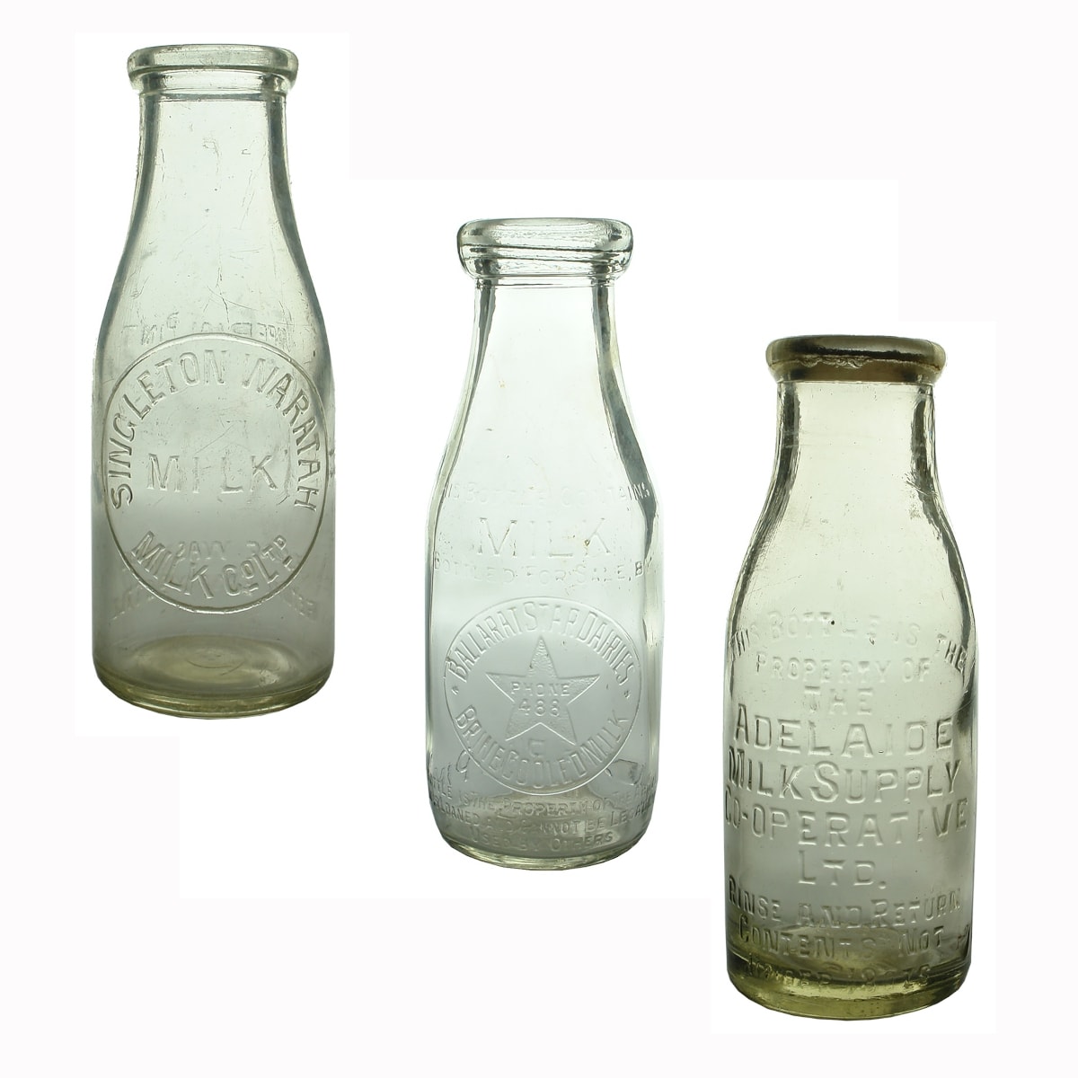 3 Milks: Singleton Waratah Milk Co Ltd; Ballarat Star Dairies. Base: 553; Adelaide Milk Supply Co-Operative Ltd.