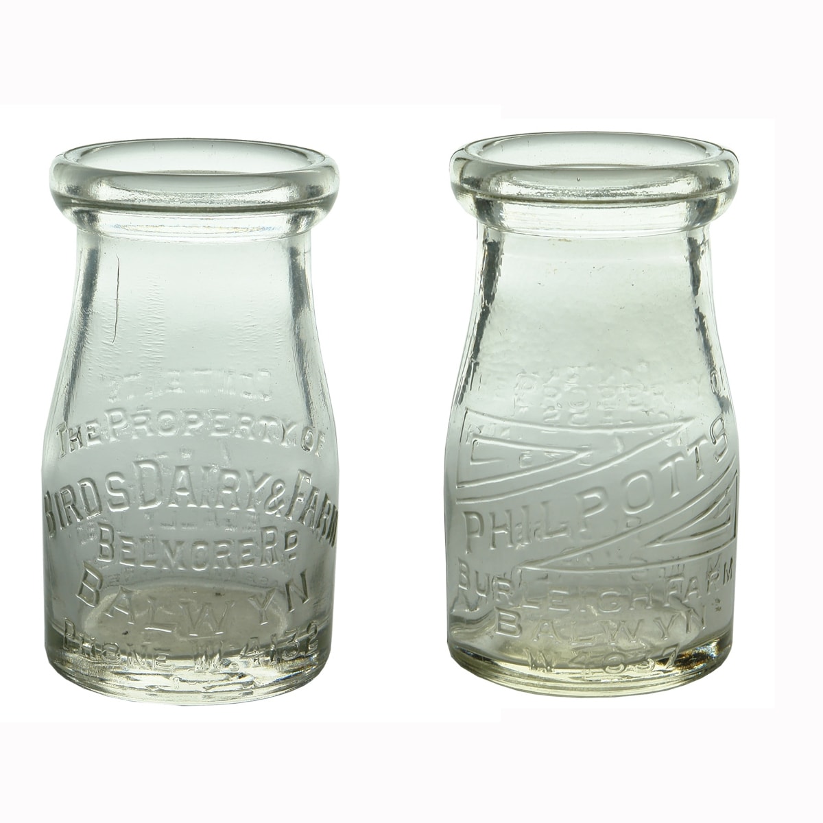 2 Creams: Birds Dairy & Farm, Belmore Rd, Balwyn, Base: 352; Philpotts Burleigh Farm, Balwyn, Base: 209. 4 oz. (Victoria)
