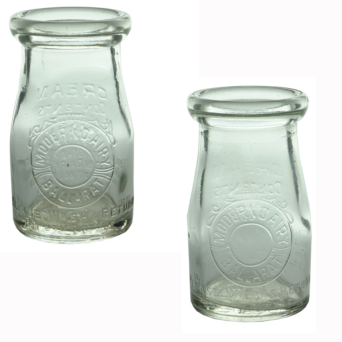 2 Creams. Both Modern Dairy, Ballarat. Base Number: 295. 4 oz. (Victoria)