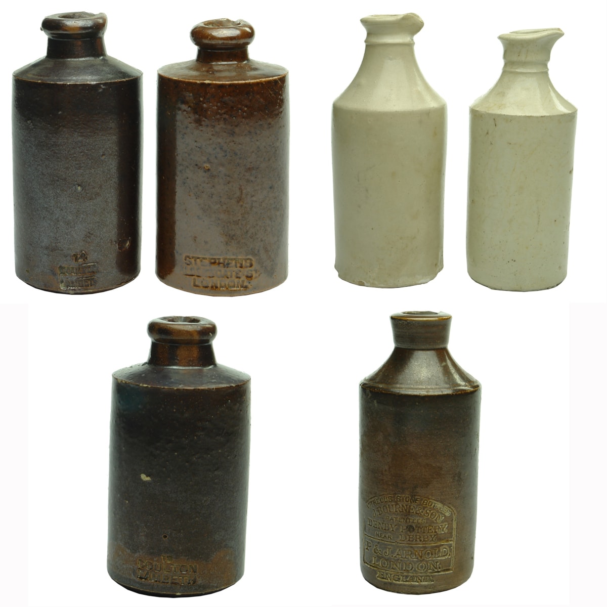 6 Stone Inks: Doulton x 2; Unmarked by 2; Stephens; Arnolds.