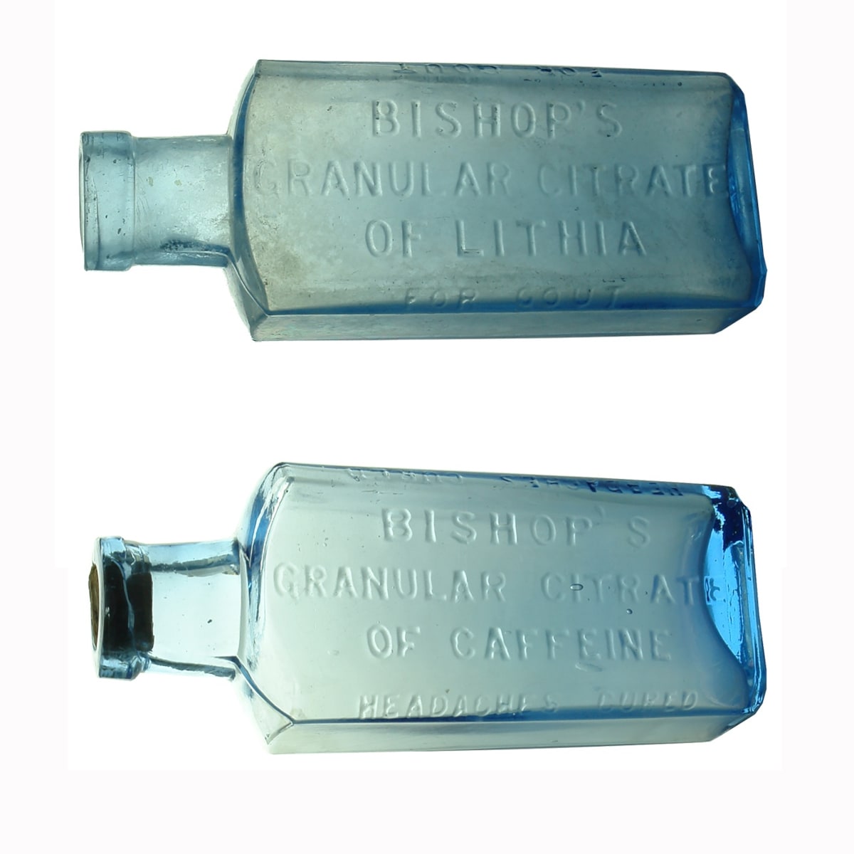 2 Bishops Granular Citrate bottles: Larger one - Lithia; Smaller one - Caffeine.