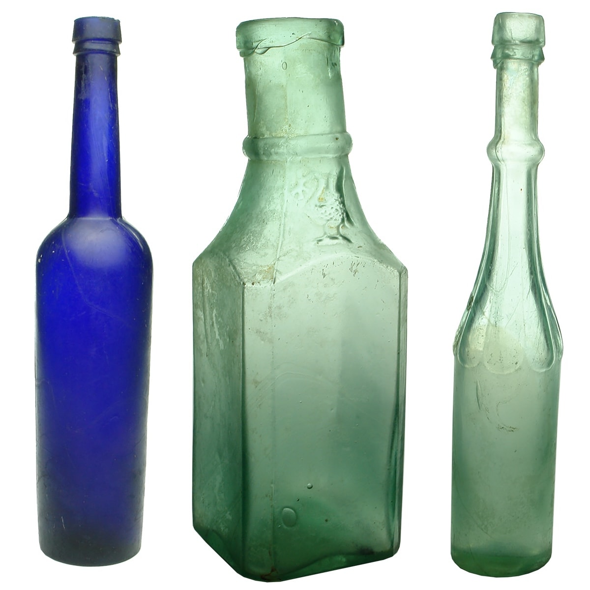 3 Bottles: 10 oz Castor Oil; Liver Bird Pickle; George Whybrow type teardrop salad oil.