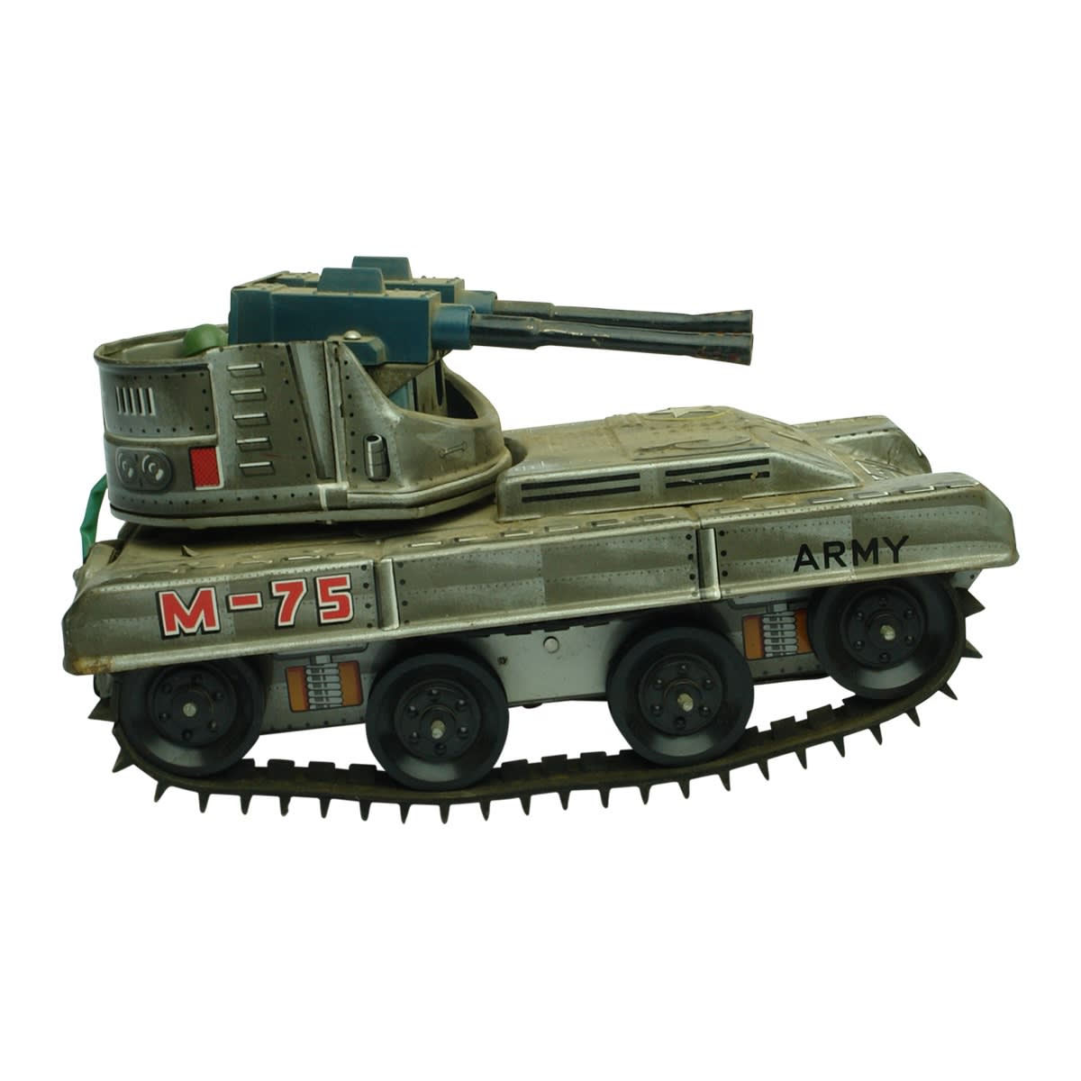 Toy. 1960s Sankei Battery Powered Tin M-75 Army Tank Toy. (Japan)