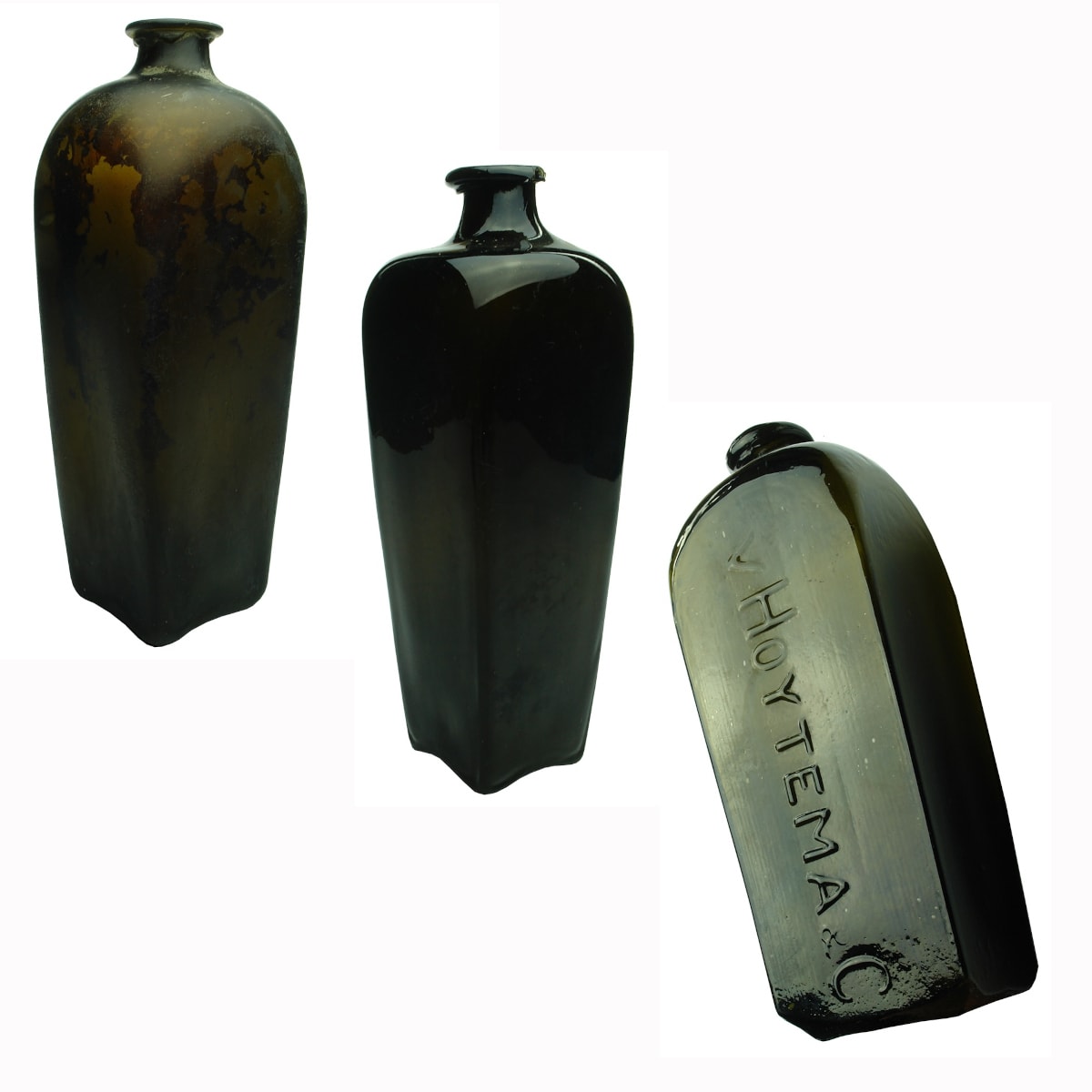 3 Case Gins. All Pigsnout type tops. Larger plain; small plain; v Hoytema.