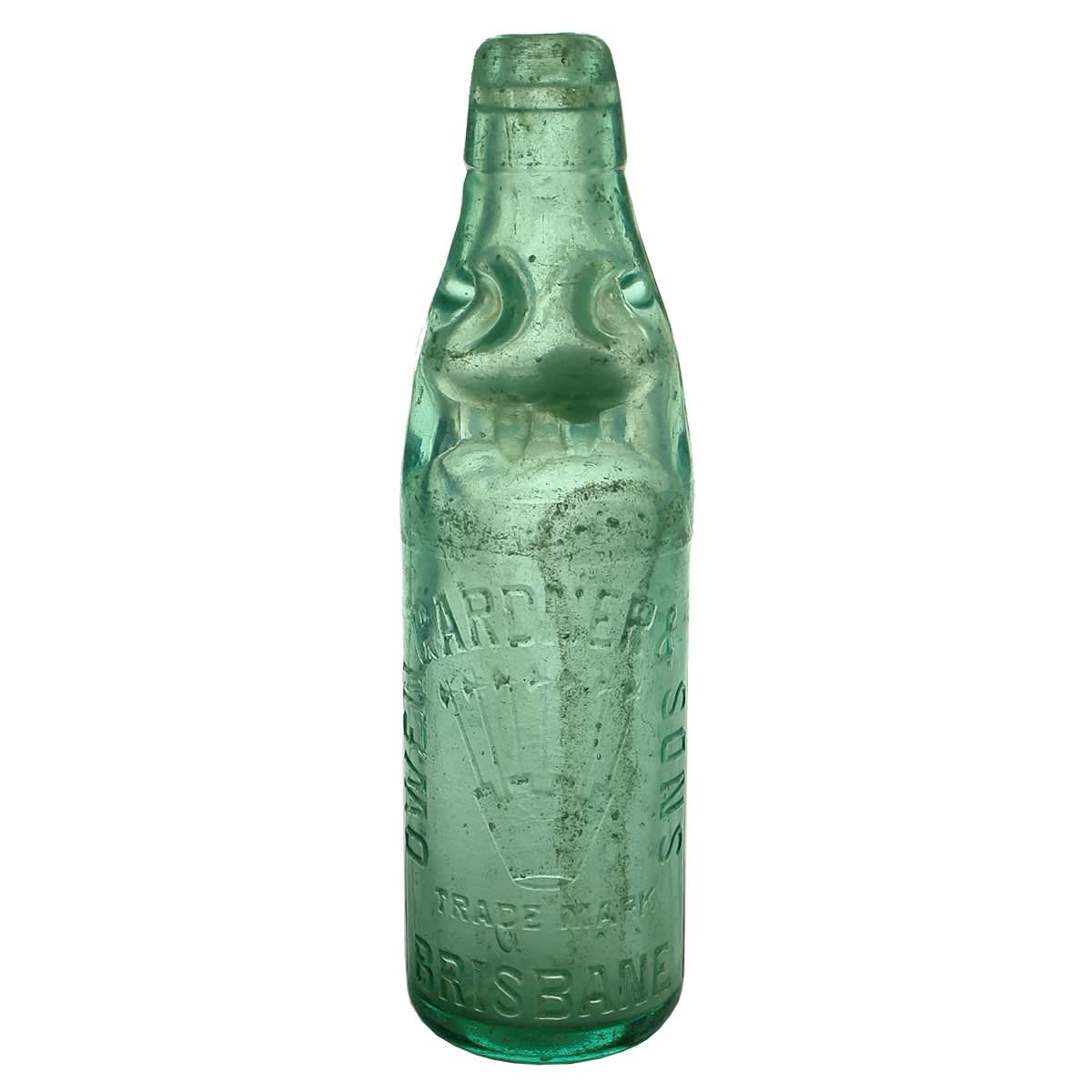 Codd. Owen Gardner & Sons, Brisbane. Turret with seven axes. Midson Patent strengthening lugs. Aqua. 10 oz. (Queensland)